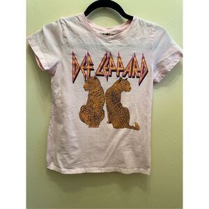 Def Leppard Pink Short Sleeve Tee Size Girls 14/16